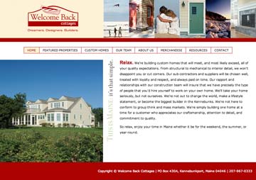 Web design for Welcome Back Cottages